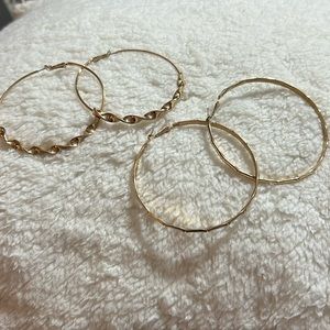 Two pairs of hoop earrings